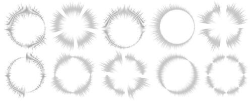 Circle sound wave. Audio music equalizer. Round circular icons set. Spectrum radial pattern and frequency frame. Vector design