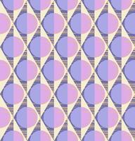 Geometric seamless pattern of rhombuses, triangles and circles in blue grey, blue purple, mauve, cream and apricot colors. Design for wallpaper, wrapping products, textiles, fabrics. vector