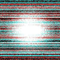 Glitch abstract vector background with bleached center, error effect, random horizontal blue, red, black pixelated lines for design concepts, posters, wallpapers, presentations and printouts.