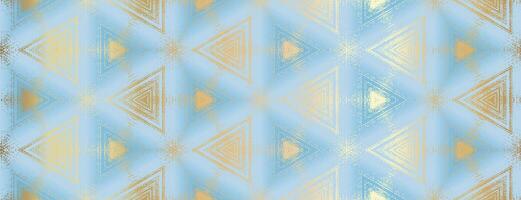 Abstract gold and light blue textured triangles pattern. Geometric ornament for design, poster, banner, packaging design, wrapping paper, wallpaper, background vector