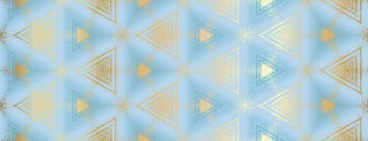 Abstract gold and light blue textured triangles pattern. Geometric ornament for design, poster, banner, packaging design, wrapping paper, wallpaper, background vector