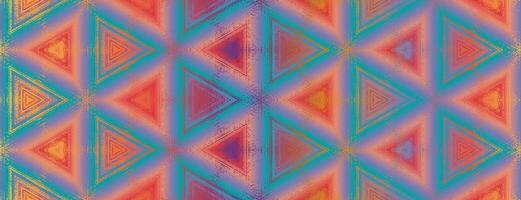 Seamless abstract multi colored viridian green, purple, orange, red textured kaleidoscope pattern. Symmetrical geometric ornament for packaging design, wrapping paper, wallpaper, background. vector