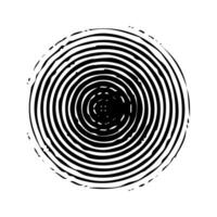 Concentric circle grunge round shape, black on white. Element for graphic web design, template for print, textile, wrapping, decoration, vector illustration.