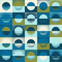 Geometric seamless pattern of squares and circles chaotically painted in blue green, olive green, cream and light blue. Design for wallpaper, wrapping products, textiles, fabrics. vector