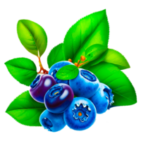 vattenfärg frukt mat blåbär med löv ai genererad fri png