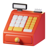 Cash register. Isolated on transparant background. 3D illustration. High resolution png