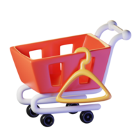 Shopping trolley. Isolated on transparant background. 3D illustration. High resolution png