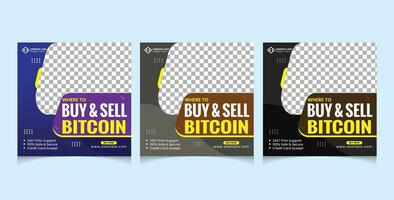 cryptocurrency design template for social media post vector