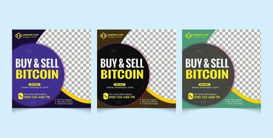 cryptocurrency design template for social media post vector