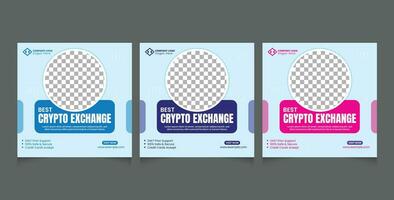 cryptocurrency design template for social media post vector