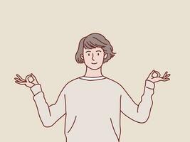 Pardon i dont know have no idea clueless shrug shoulders confused gesture girl simple korean style illustration vector