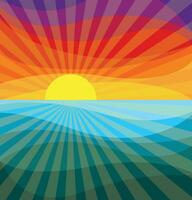 Colorful Sunset Rainbow Bright Vector Graphic Illustration Icon