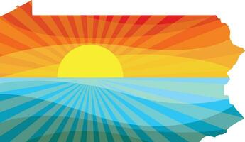 Colorful Sunset Outline of Pennsylvania Vector Graphic Illustration Icon