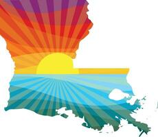 Colorful Sunset Outline of Louisiana Vector Graphic Illustration Icon