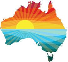 Colorful Sunset Outline of Australia Vector Graphic Illustration Icon