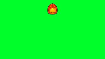 Animation of a pumpkin jumping up and down on a green background. video