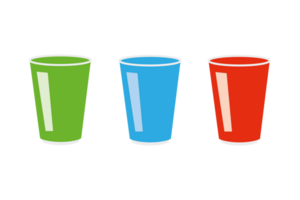 Party cup isolated, illustration. Green, Blue and Red beer cup. Beer pong. png