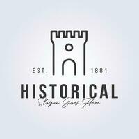 historical castle logo, minimal castle icon symbol vector illustration design