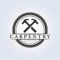 carpentry logo , woodworker hammer symbol vector illustration design