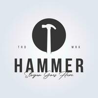 hammer logo, woodwork tools icon symbol vector illustration design