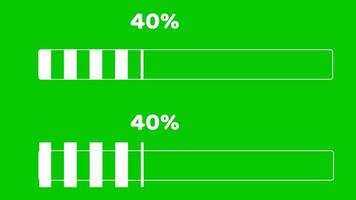 Progress bar animation white space and white line border and text change position on the green screen video