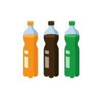 Soda water bottles, many flavors, many colors, drinking water, energy drinks vector