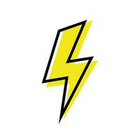 Lightning bolt icon vector with black outline. Thunderbolt, charge sign symbol