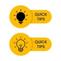 Quick tips badge icon vector. Tip light bulb sign symbol in flat style vector