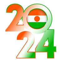 Happy New Year 2024 banner with Niger flag inside. Vector illustration.