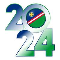 Happy New Year 2024 banner with Namibia flag inside. Vector illustration.