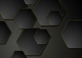 Luxury golden geometric abstract background with hexagons vector