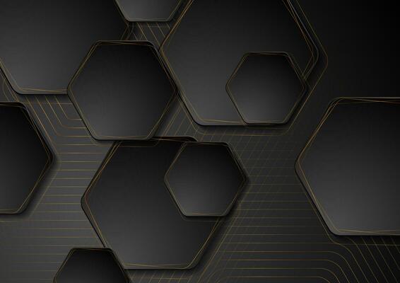 Luxury golden geometric abstract background with hexagons