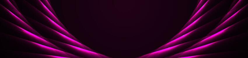 Glowing purple laser lines abstract hi-tech banner vector