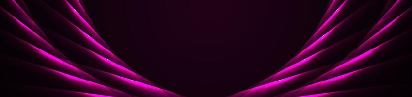 Glowing purple laser lines abstract hi-tech banner vector