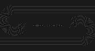 Dark grey minimal round lines abstract futuristic tech background vector