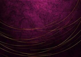 Golden minimal lines on dark purple grunge abstract background vector