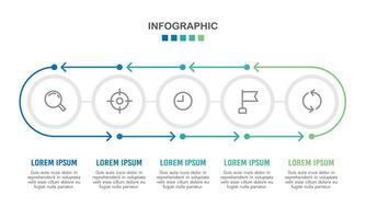 5 process cycle Infographic for business to succeed. Strategy, planning, report, and diagram. Vector illustration.