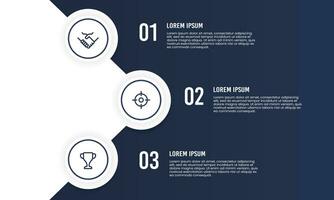 Business presentation 3 options design template. Process, report, strategy, planning, and diagram. Vector illustration.