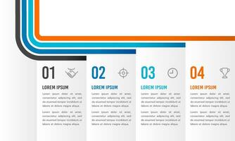 Infographic line 4 steps or options design template. Process, strategy, planning, and diagram. Vector illustration.