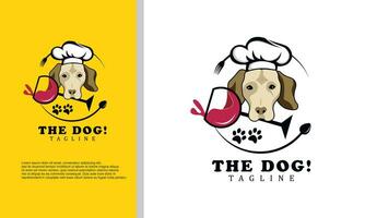 puppy dog with chef hat in a circle logo. vector