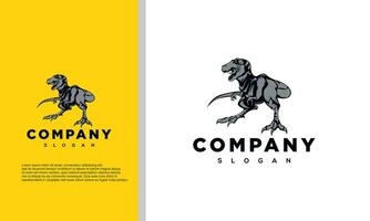 Dino logo design with dinosaur negative space vector