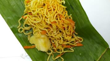 Bakmi kuning Indonesian food isolated background top view photo