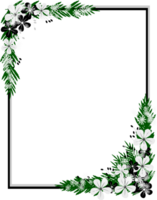 Winter floral frame with snowfall png