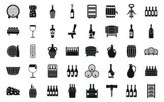 Wine cellar icons set simple vector. Barrel keg vector