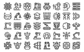 Robotic systems engineer icons set outline vector. Software coding vector