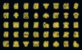 Paddle board icons set vector neon