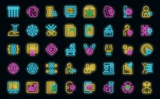 Precision medicine icons set vector neon