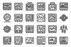 Oscillograph icons set outline vector. Spectrum circuit vector