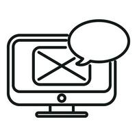 Monitor message icon outline vector. Mobile internet vector