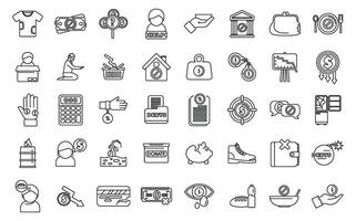 Poverty icons set outline vector. Charity donate help vector